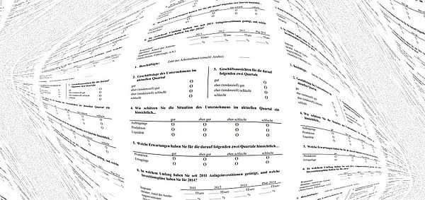 Distorted picture of a questionnaire with checkboxes